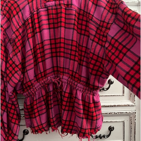 We The Free plaid peplum top plaid thermal size M - Picture 13 of 14